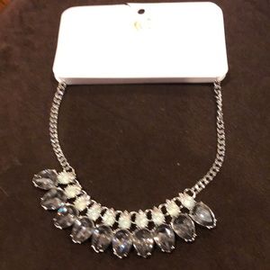 Charming Charlie Silvertone Crystal Necklace